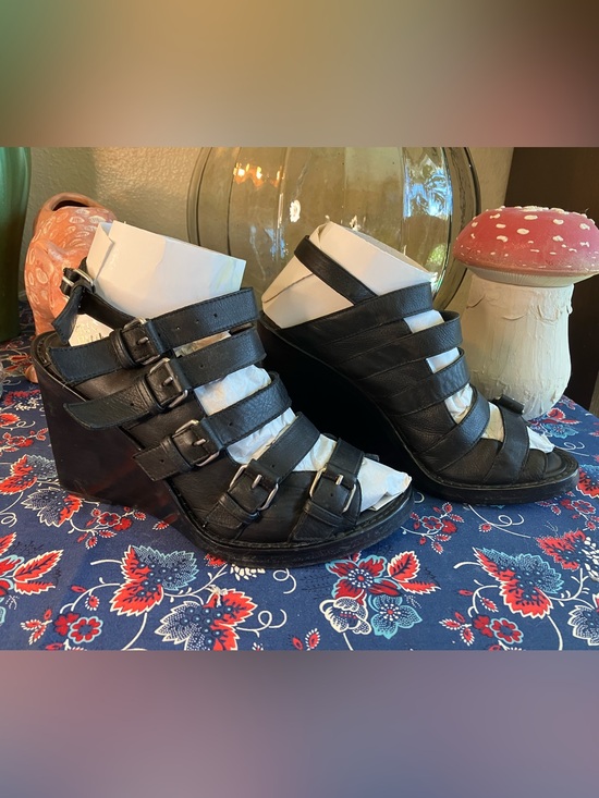 Ann Demeulemeester Shoes - Ann Demeulemeester Vintage Gladiator Buckle Wedges 37